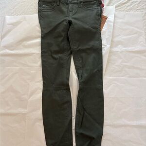 True Religion Dark Olive Women's leather Skinny Jeans